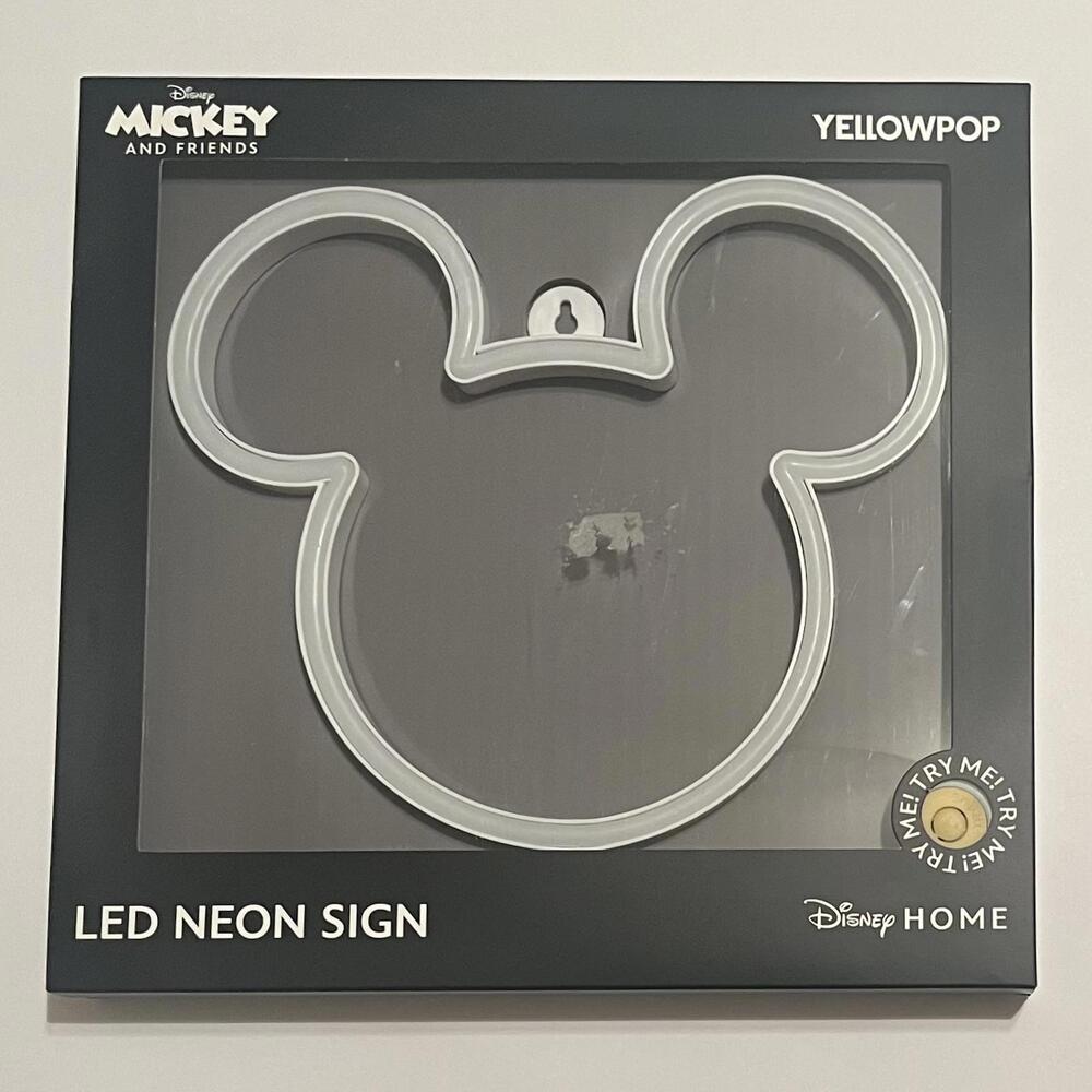 DISNEY YELLOWPOP MICKEY MOUSE ICON EARS SHAPE LED "NEON" LIGHT UP SIGN DECOR NEW